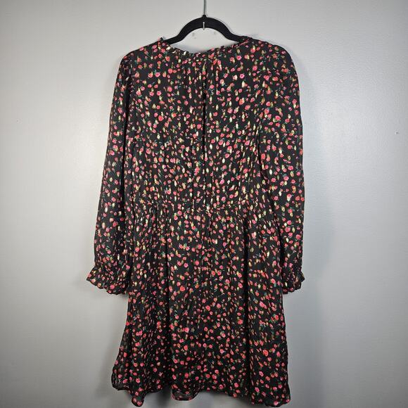 J. Crew Women’s Dress Ruffle Knee Length Clip Dot Floral Long Sleeve 12 - Picture 2 of 8